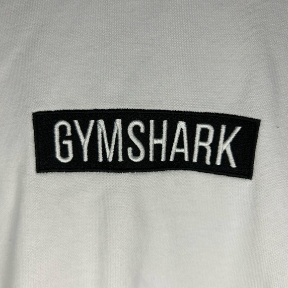 GYMSHARK White Hoodie Black Center Logo Unisex Size Medium Sporty Activewear - Picture 10 of 11